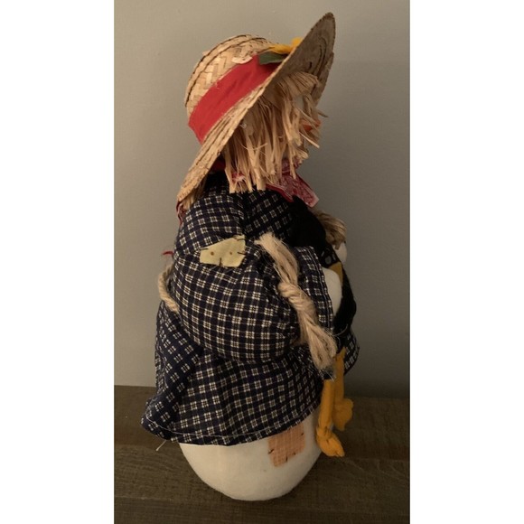 Terry's Village Snowman Scarecrow Plush Black Crow Straw Hat with Sunflower 14" - Picture 9 of 12
